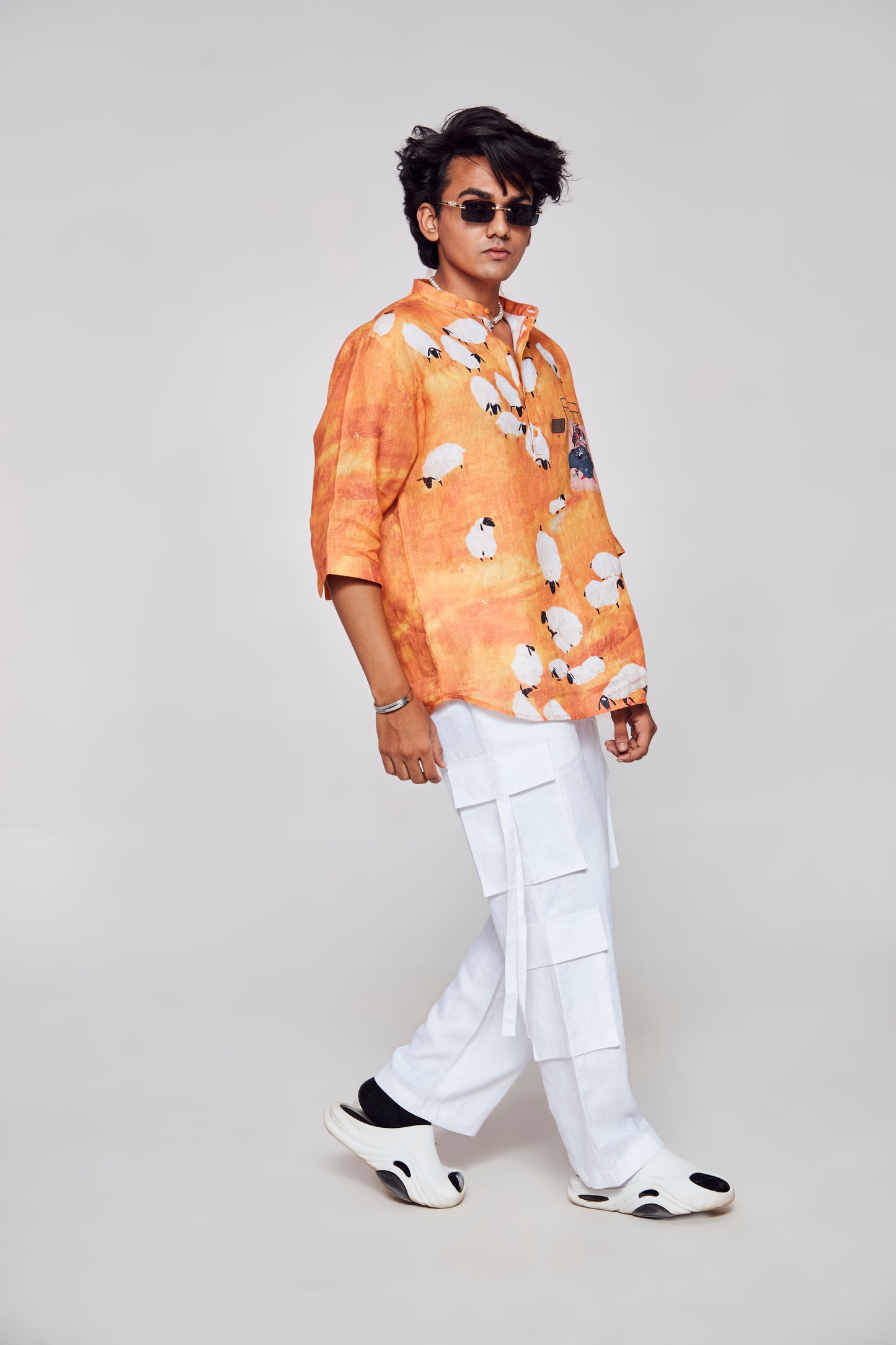 Sheep Chic: Pure Linen 3/4 Sleeve Shirt