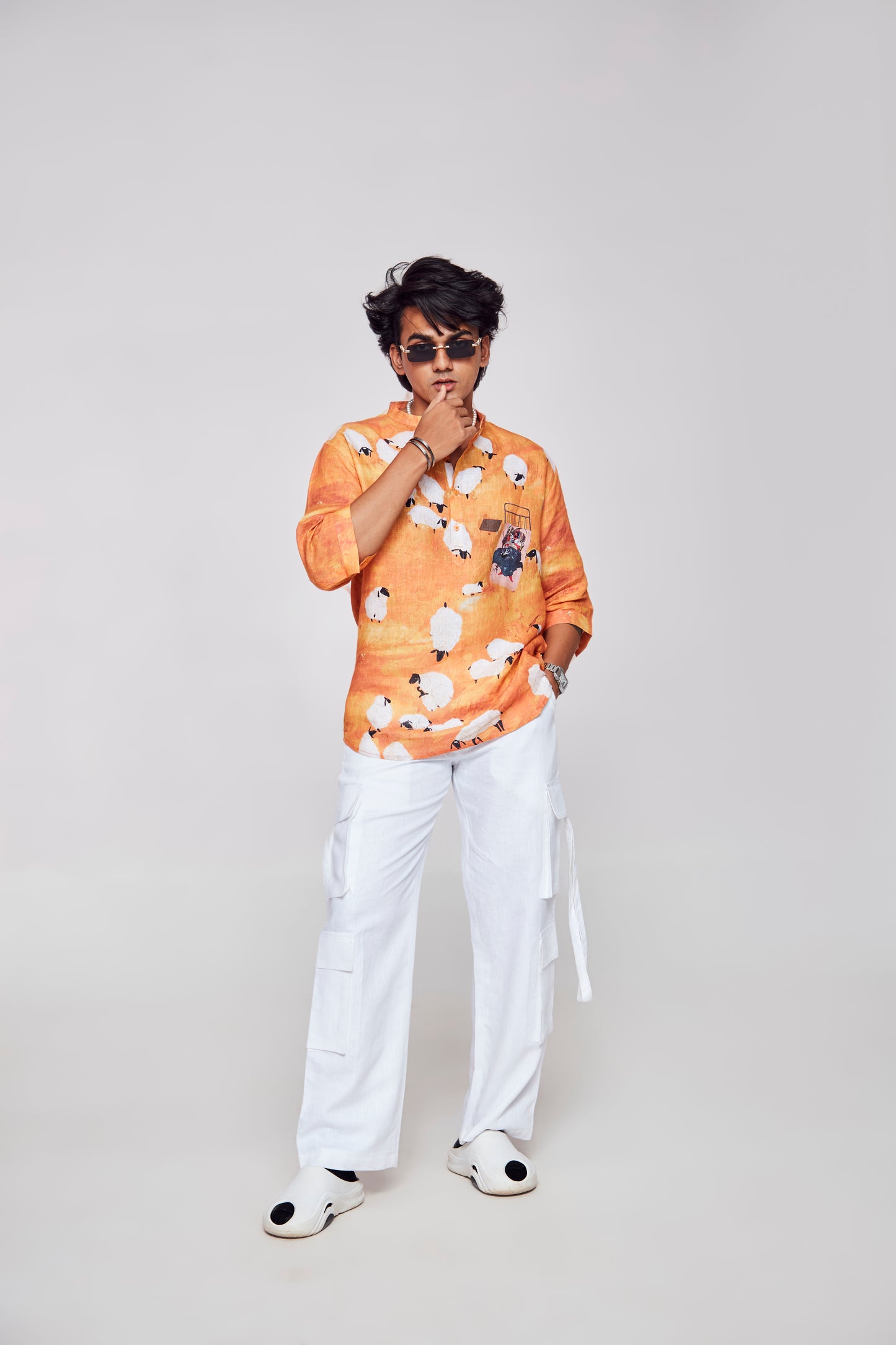 Sheep Chic: Pure Linen 3/4 Sleeve Shirt