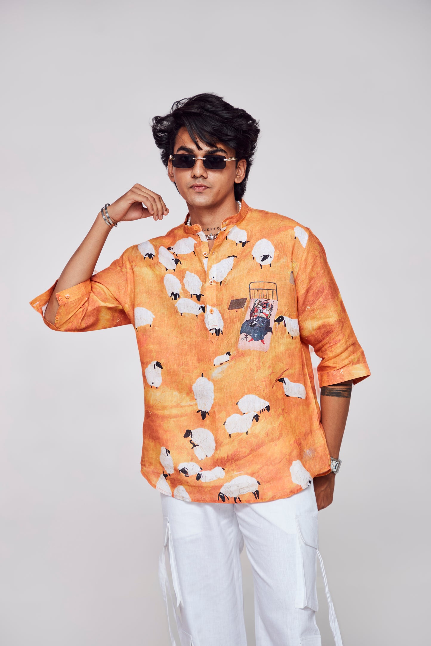 Sheep Chic: Pure Linen 3/4 Sleeve Shirt