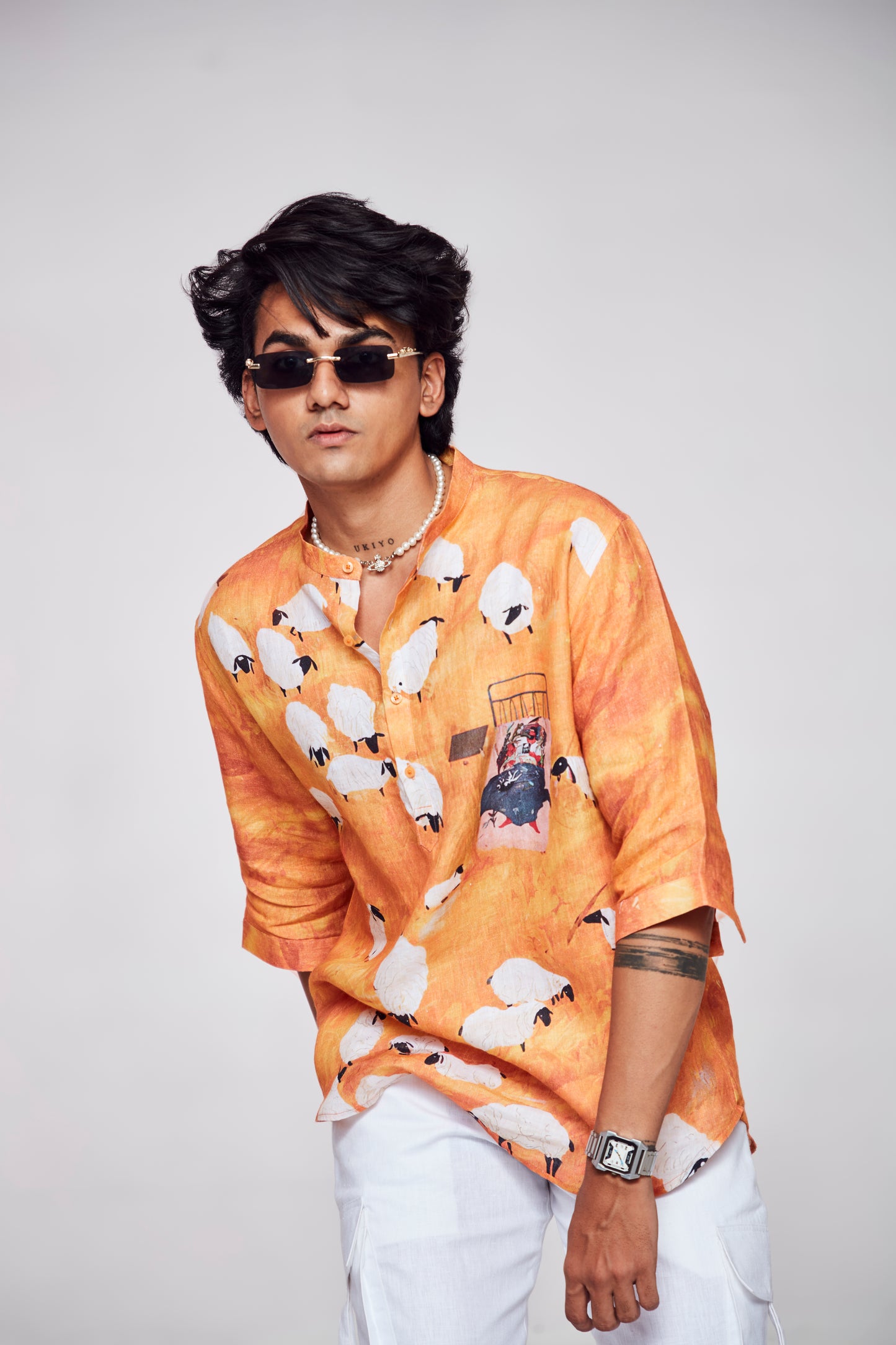 Sheep Chic: Pure Linen 3/4 Sleeve Shirt
